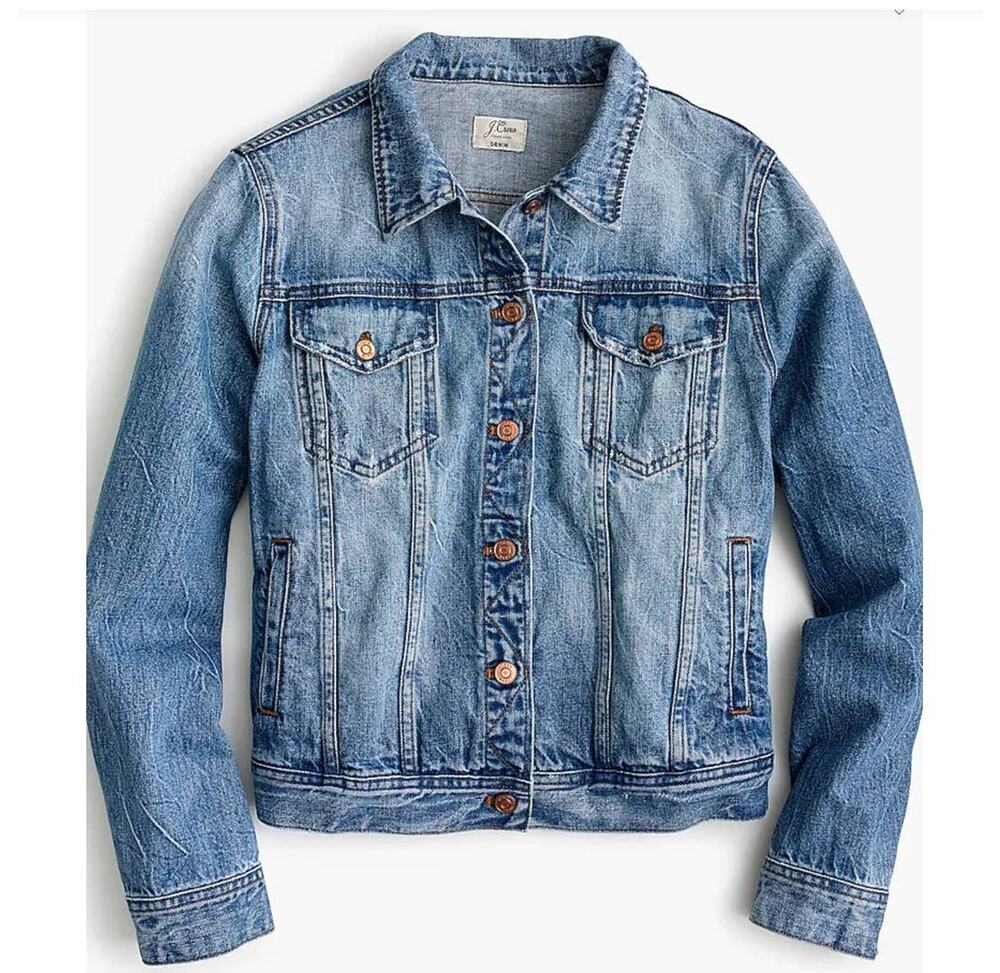 J CREW Classic Jean Denim Jacket Boyfriend Trucker XS Y2K Patriot Blue Wash